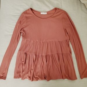 francesca's orange babydoll ruffle top xs